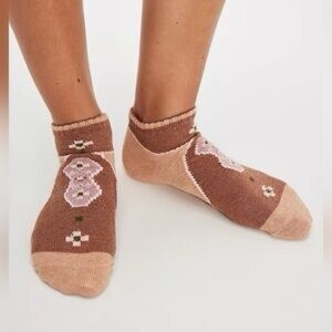 New Free People Super Short Raggedy Ankle Socks Tan Brown O/S